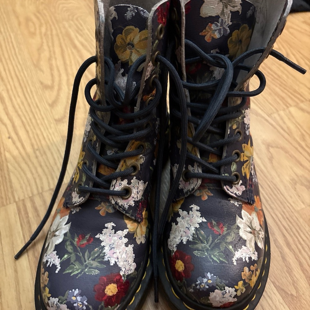 Dr. Martens leather floral boots